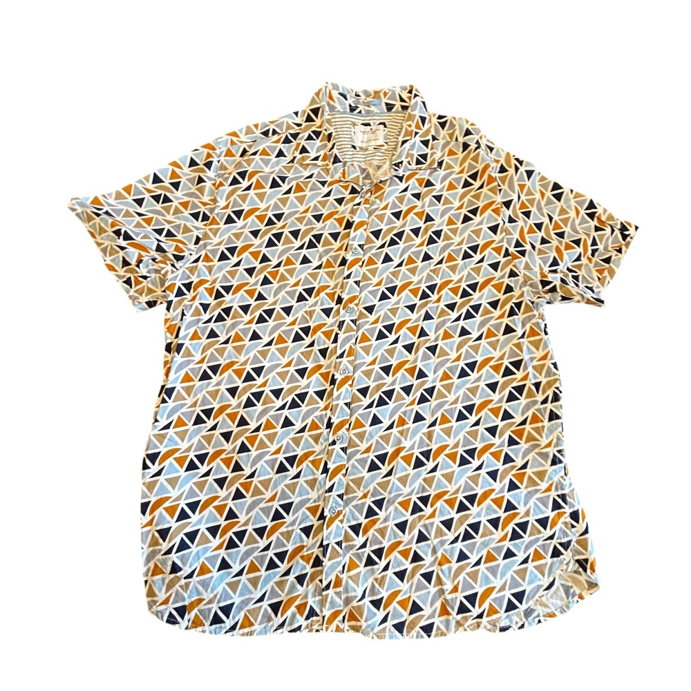 Denim & Flower Ricky Singh Mens XL Geometric Triangle Short Sleeve Button Down